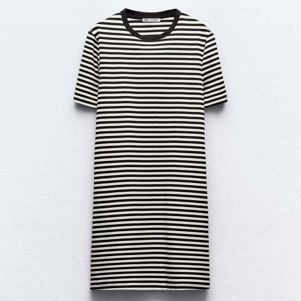 Zara Monochrome Striped Mini Dress